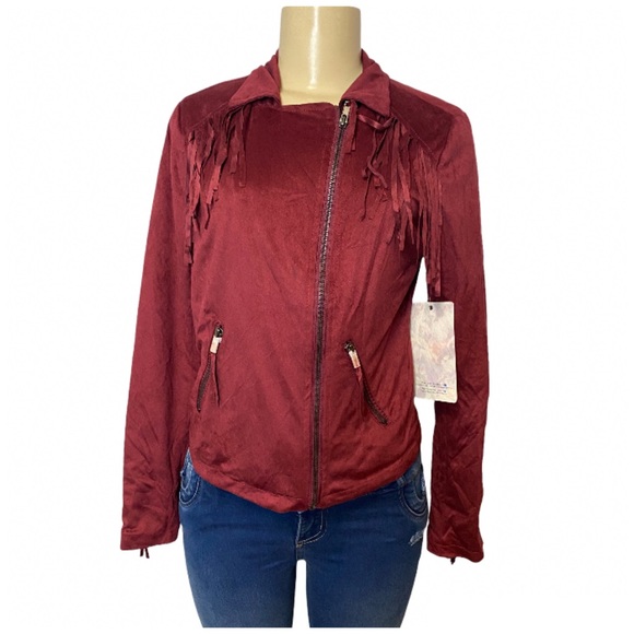 Fringe Burgundy Jacket - Picture 2 of 8